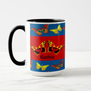 Butterfly Mug in Blue, Yellow & Red
