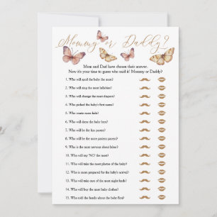 Butterfly Mummy or Daddy Baby Shower Game Card
