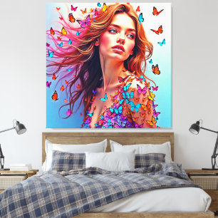 Butterfly Muse Portrait Art T-Shirt Canvas Print