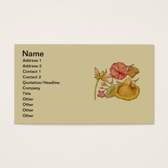 Butterfly, Mushroom and Flower Watercolor Business Card