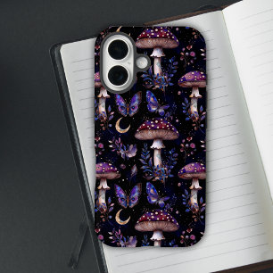 Butterfly Mushroom Floral Dark Witchy Pattern iPhone 16 Case