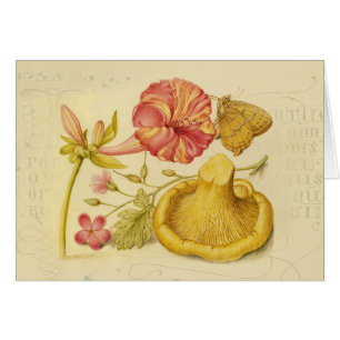 Butterfly Mushroom Flower Watercolor Painting