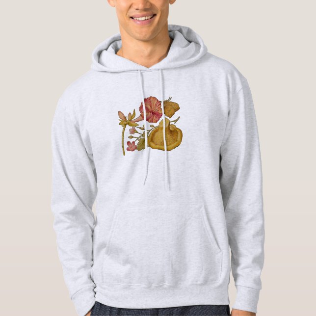 Butterfly Mushroom Flower Watercolor Painting Hoodie (Front)