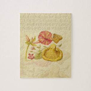 Butterfly Mushroom Flower Watercolor Painting Jigsaw Puzzle