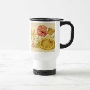 Butterfly Mushroom Flower Watercolor Painting Travel Mug