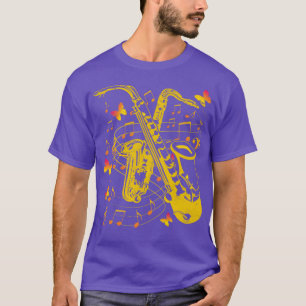 Butterfly Music Jazz Saxophonist Instrument Saxoph T-Shirt