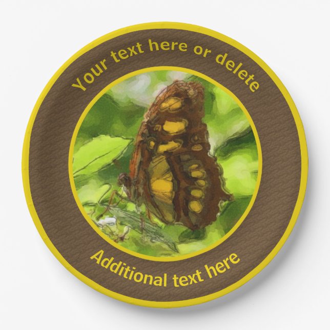 Butterfly Nature Art Personalised Party   Paper Plate (Front)