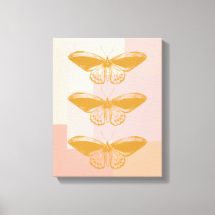 Butterfly Nature Illustration in Pink   Cute Canvas Print