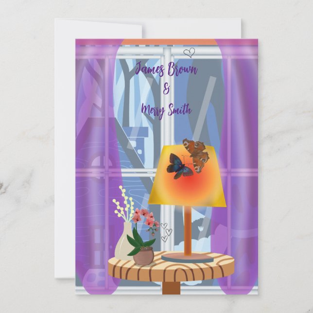  Butterfly Night of Love and Light Lamp Wedding  Invitation (Front)