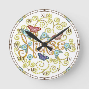 Butterfly Nurse round clock