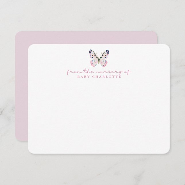 Butterfly Nursery Baby Note Stationery Card (Front/Back)