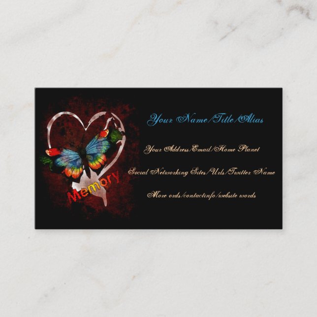 Butterfly Of Memory Business Card (Front)