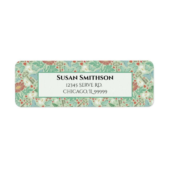 Butterfly Old Key Daisy Steampunk Return Address (Front)