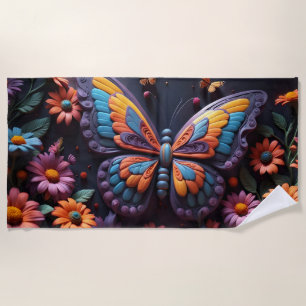 butterfly on a flower beach towel