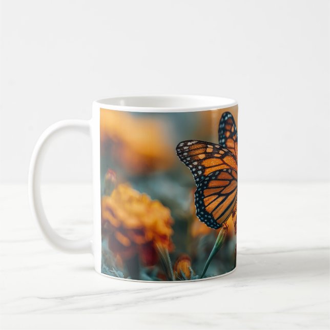 Butterfly on a Marigold Coffee Mug (Left)