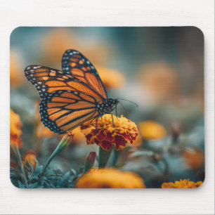 Butterfly on a Marigold Mouse Mat