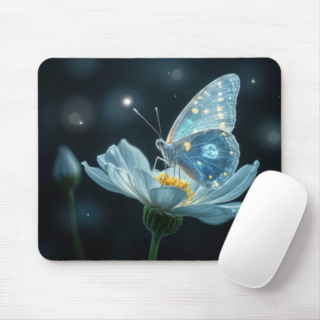 Butterfly On a Moonflower Mouse Mat (With Mouse)