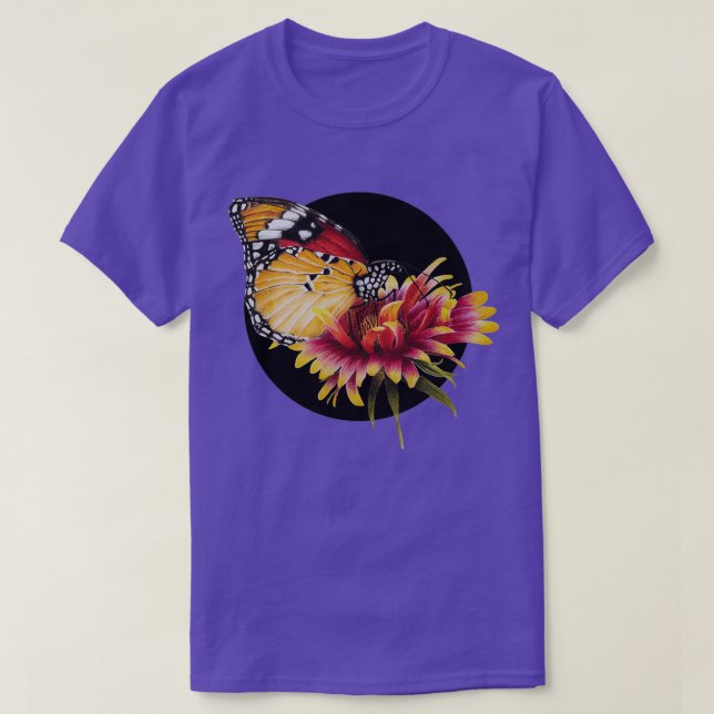 Butterfly on a red and yellow gerber T-Shirt (Design Front)
