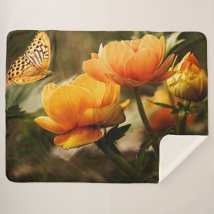 BUTTERFLY on a TULIP Sherpa Blanket