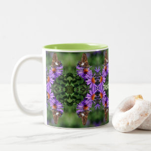 Butterfly On Aster Flower Abstract Personalized Two-Tone Coffee Mug