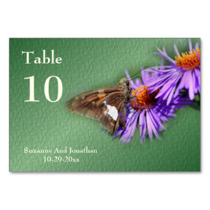 Butterfly On Aster Nature Personalized Wedding  Table Number