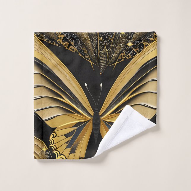 Butterfly on Black Wash Cloth (Wash Cloth)
