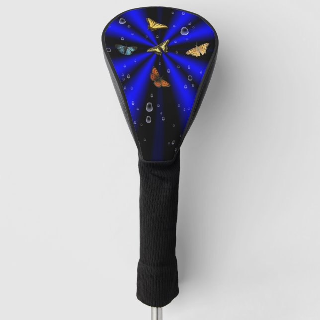 Butterfly on blue black Rainbow Golf Head Cover (Front)