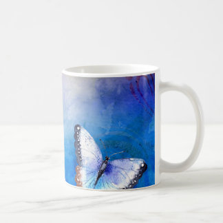 Butterfly on Blue Watercolor Coffee Mug