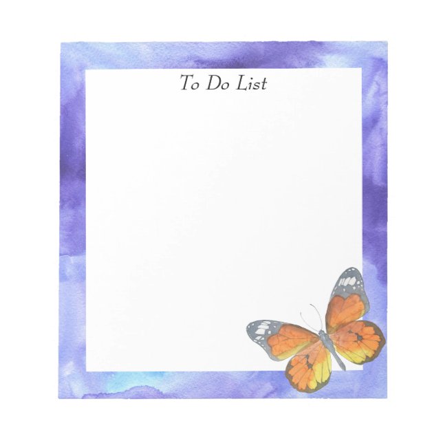 Butterfly on Blue Watercolor Notepad (Front)