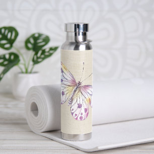 Butterfly On Burlap Water Bottle