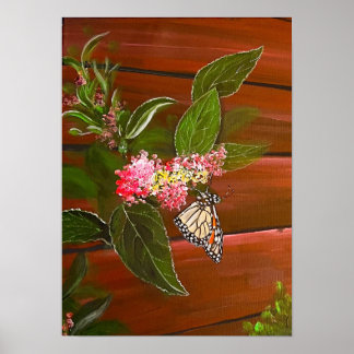 Butterfly on Bush Print