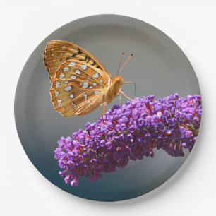 Butterfly on Butterfly Bush Paper Plate