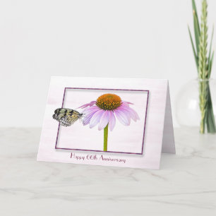 Butterfly on Cone Flower 66th Anniversary Card