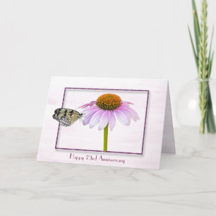 Butterfly on Cone Flower 73rd Anniversary Card