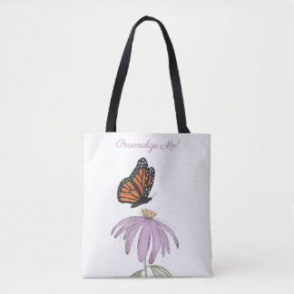 Butterfly on Cone Flower All-Over-Print Tote Bag