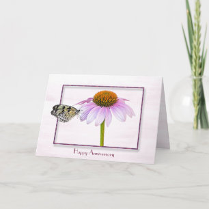 Butterfly on Cone Flower Anniversary Card