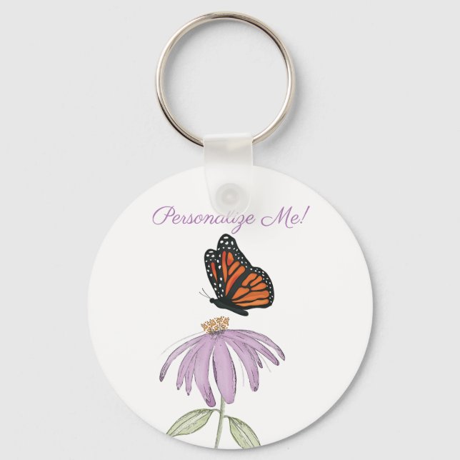 Butterfly on Cone Flower Key Chain (Front)