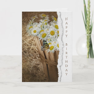 butterfly on daisy basket card