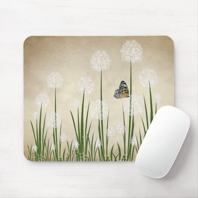 Butterfly On Dandelion Mouse Mat (With Mouse)