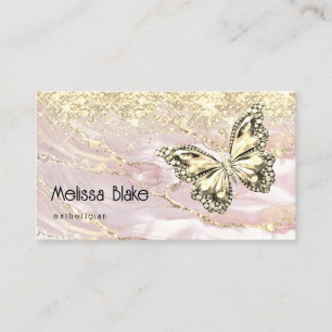 butterfly on faux gold sparkle business card