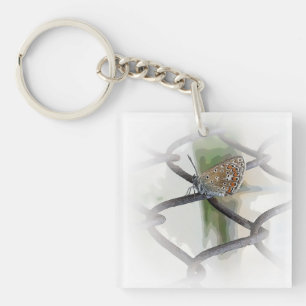 butterfly on fence key ring