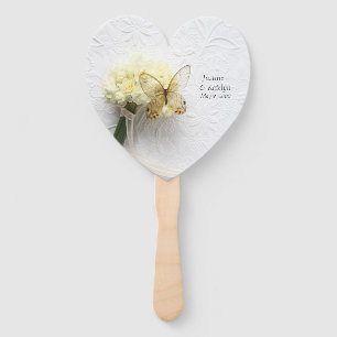Butterfly on flower bouquet hand fan