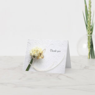 Butterfly on flower bouquet thank you card