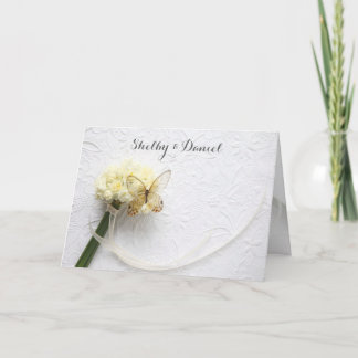 Butterfly on flower bouquet wedding card
