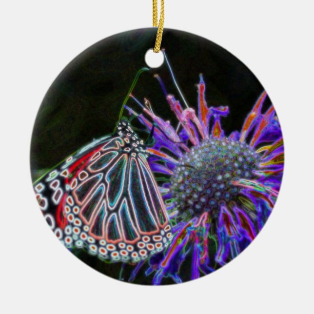 Butterfly On Flower Digital Art Ornament (Front)