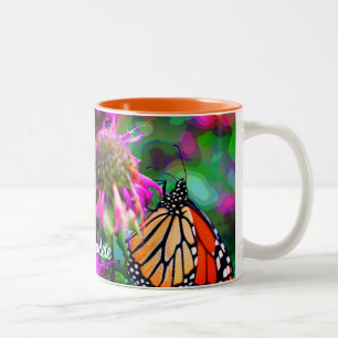 Butterfly On Flower Digital Art Personalised Two-Tone Coffee Mug