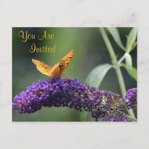 Butterfly On Flower Invitation Postcard