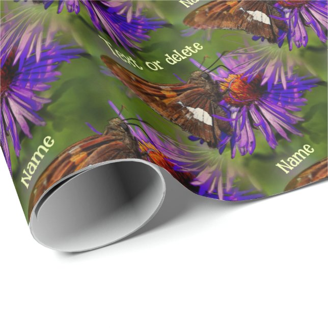 Butterfly on Flower Nature Art Personalised Wrapping Paper (Roll Corner)