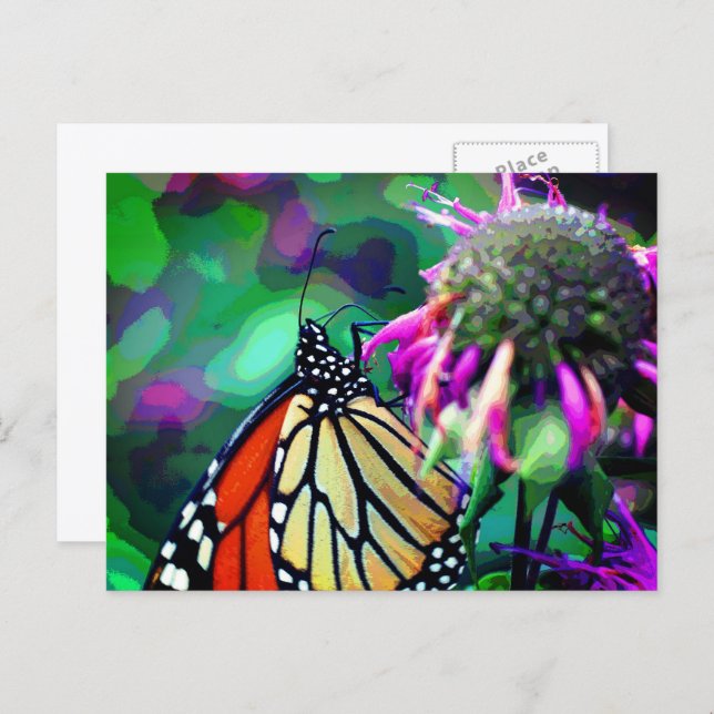 Butterfly On Flower Nature Art Personalized Postcard (Front/Back)