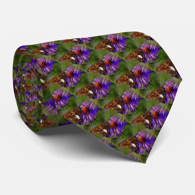 Butterfly On Flower Nature Art    Tie (Rolled)